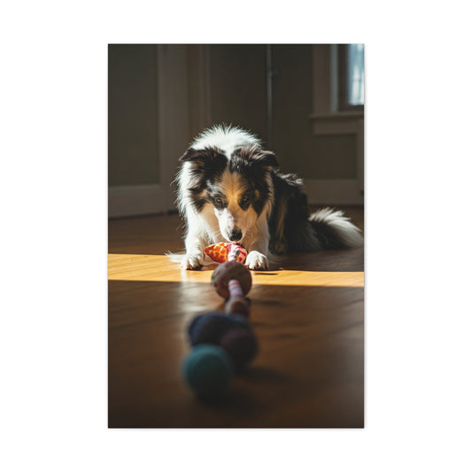 Sunlit Playtime Pup Wall Art & Canvas Print