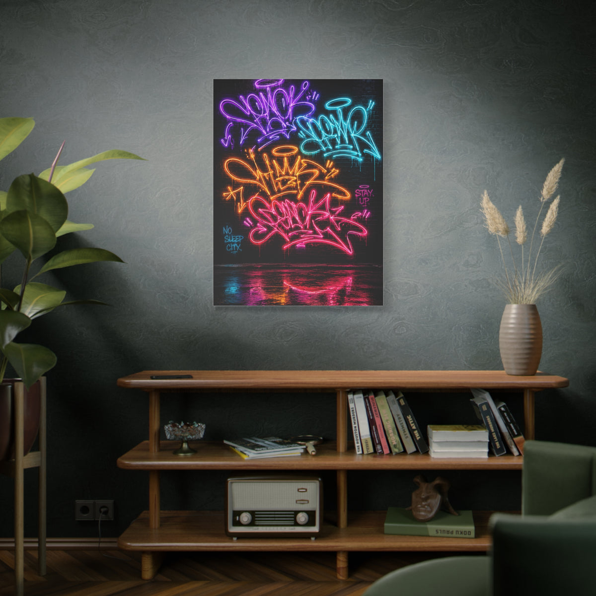 Neon Graffiti Tags Urban Glow Street Wall Art & Canvas Print