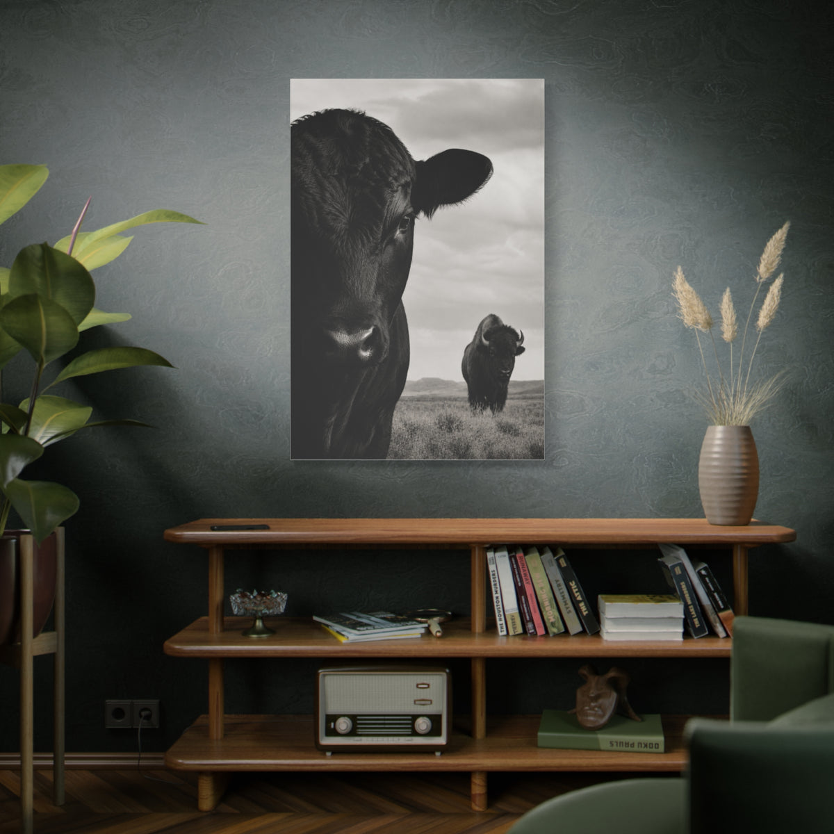 Black Angus & Bison Dual Portrait Landscape Wall Art & Canvas Print