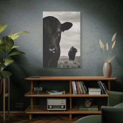 Black Angus & Bison Dual Portrait Landscape Wall Art & Canvas Print