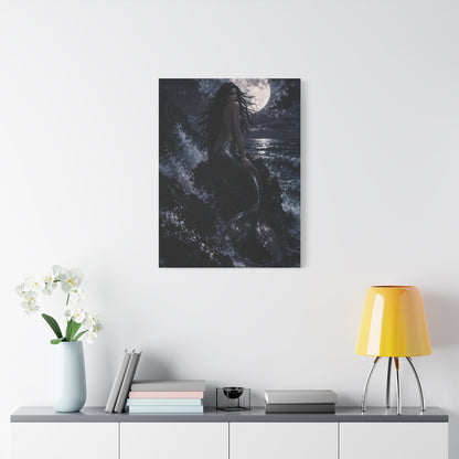 Midnight Moon Siren on the Rocks Wall Art & Canvas Print