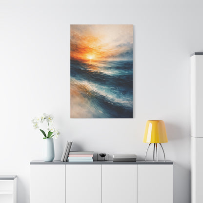 Ocean Sunrise Orange Horizon Wall Art & Canvas Print