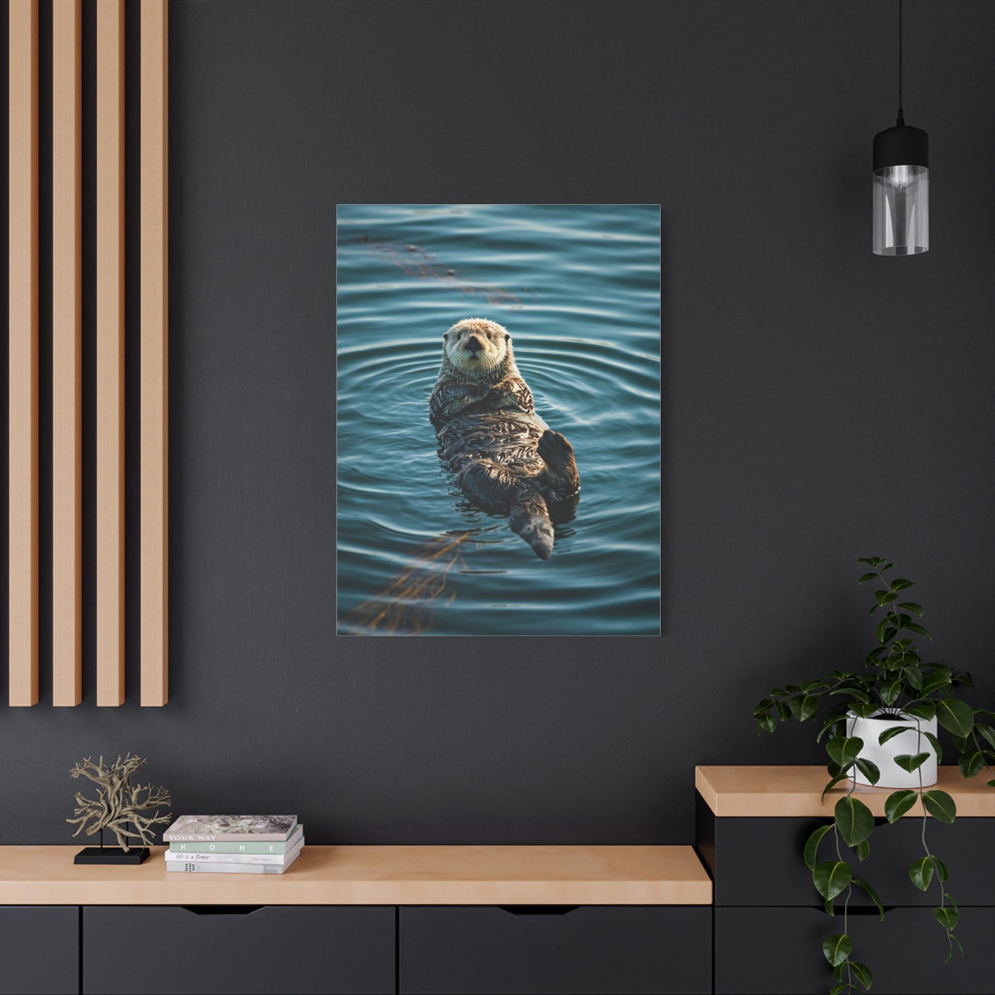 Otter Floating on Water Wall Art & Canvas Prints