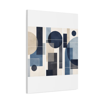 Navy Geometric Triptych Composition Wall Art & Canvas Print