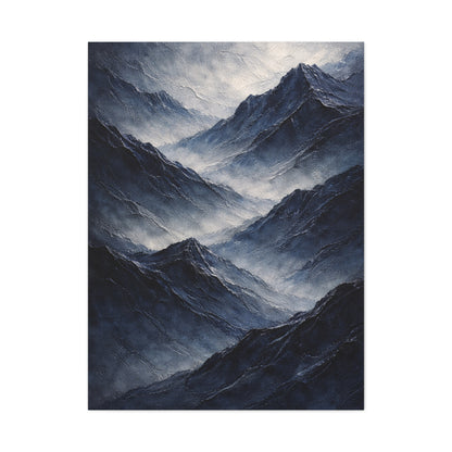 Textured Navy Mountain Horizon Wall Art & Canvas Print