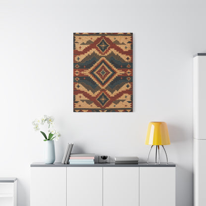 Navajo Inspired Geometric Textile Southwest Wall Art & Canvas Print