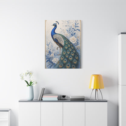 Refined Blue Porcelain Peacock Wall Art & Canvas Print