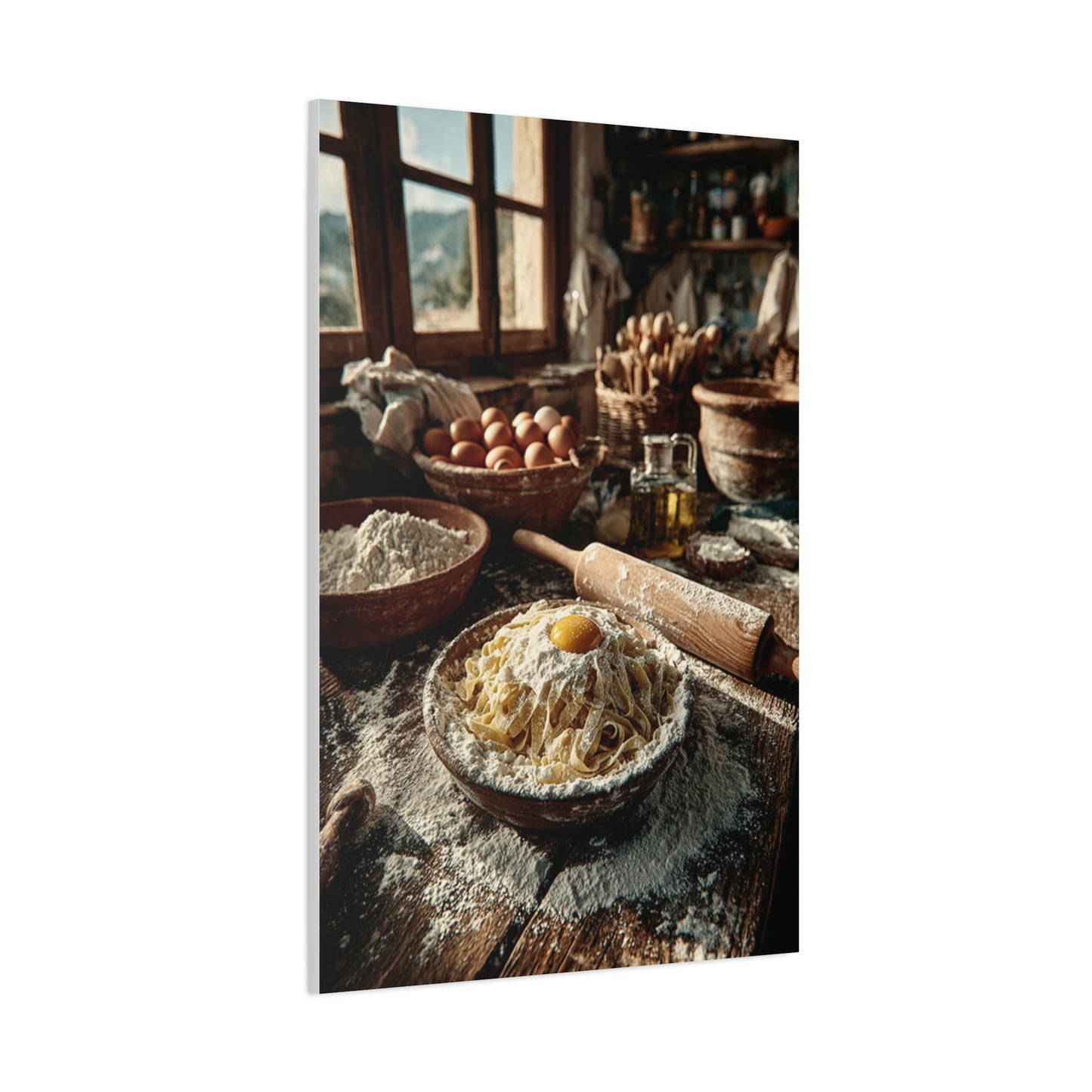 Homemade Pasta Rustic Kitchen Prep Wall Art & Canvas Print