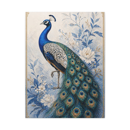 Refined Blue Porcelain Peacock Wall Art & Canvas Print