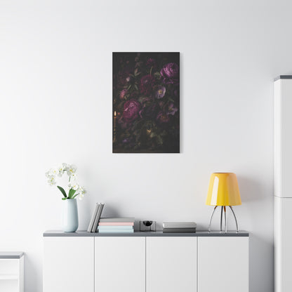 Dark Floral Still Life Candlelight Wall Art & Canvas Print