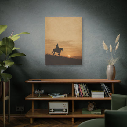 Vintage Cowboy Sunset Horizon Scene Wall Art & Canvas Print