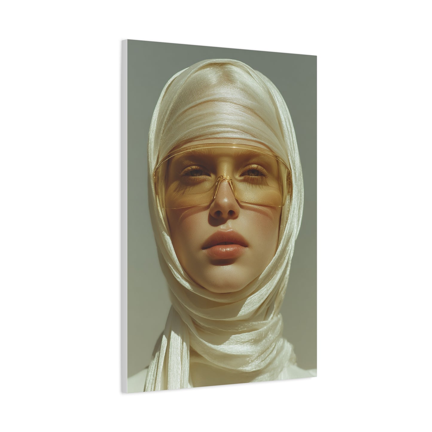 Golden Veil Futuristic Portrait Wall Art & Canvas Print