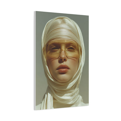 Golden Veil Futuristic Portrait Wall Art & Canvas Print