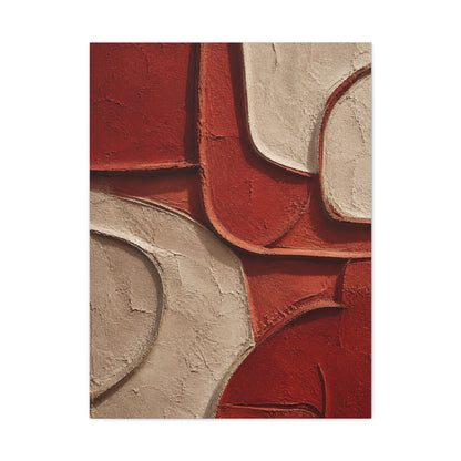 Red and Beige Sculptural Minimal Abstraction Wall Art & Canvas Print