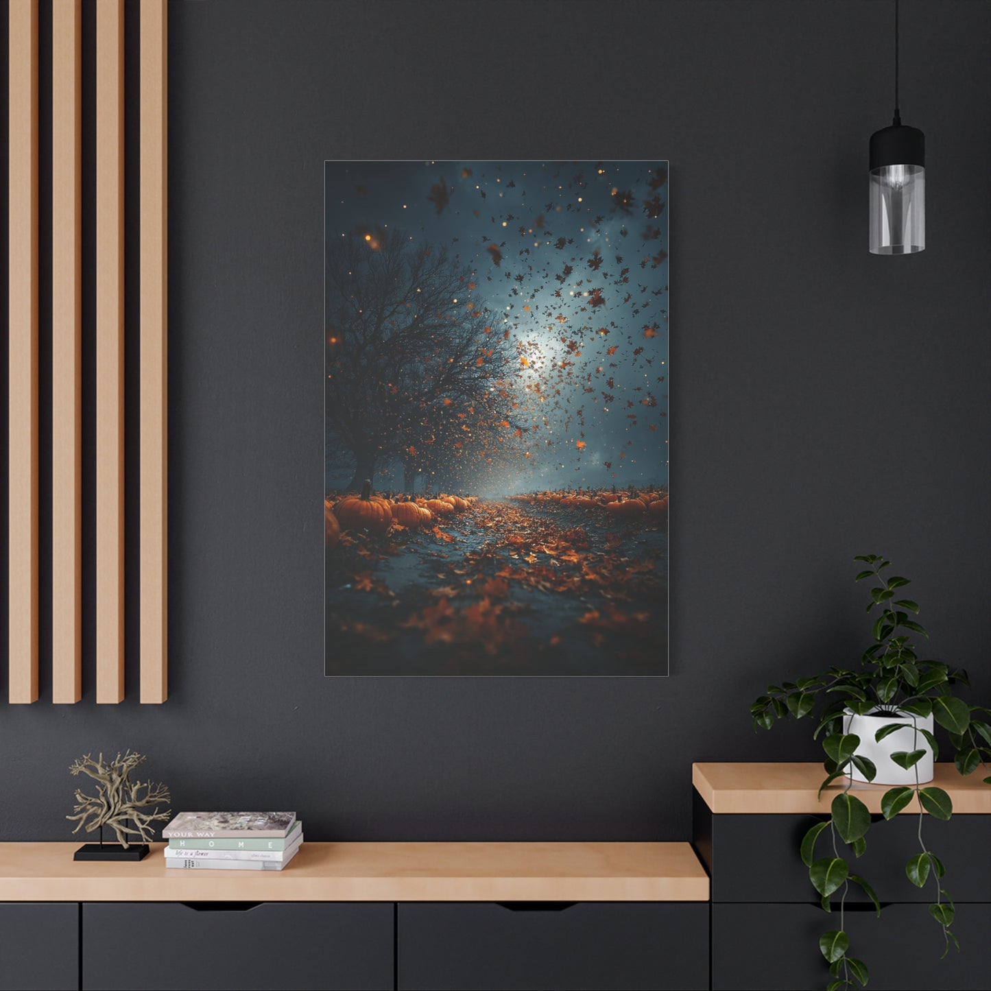 Autumn Leaf Storm Pumpkin Field Wall Art & Canvas Print