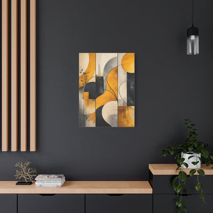 Abstract Panel Flow Mustard & Neutral Composition Wall Art & Canvas Print