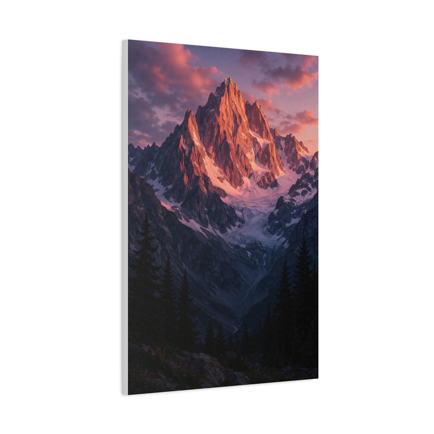 Rose Alpenglow Mountain Face Wall Art & Canvas Print