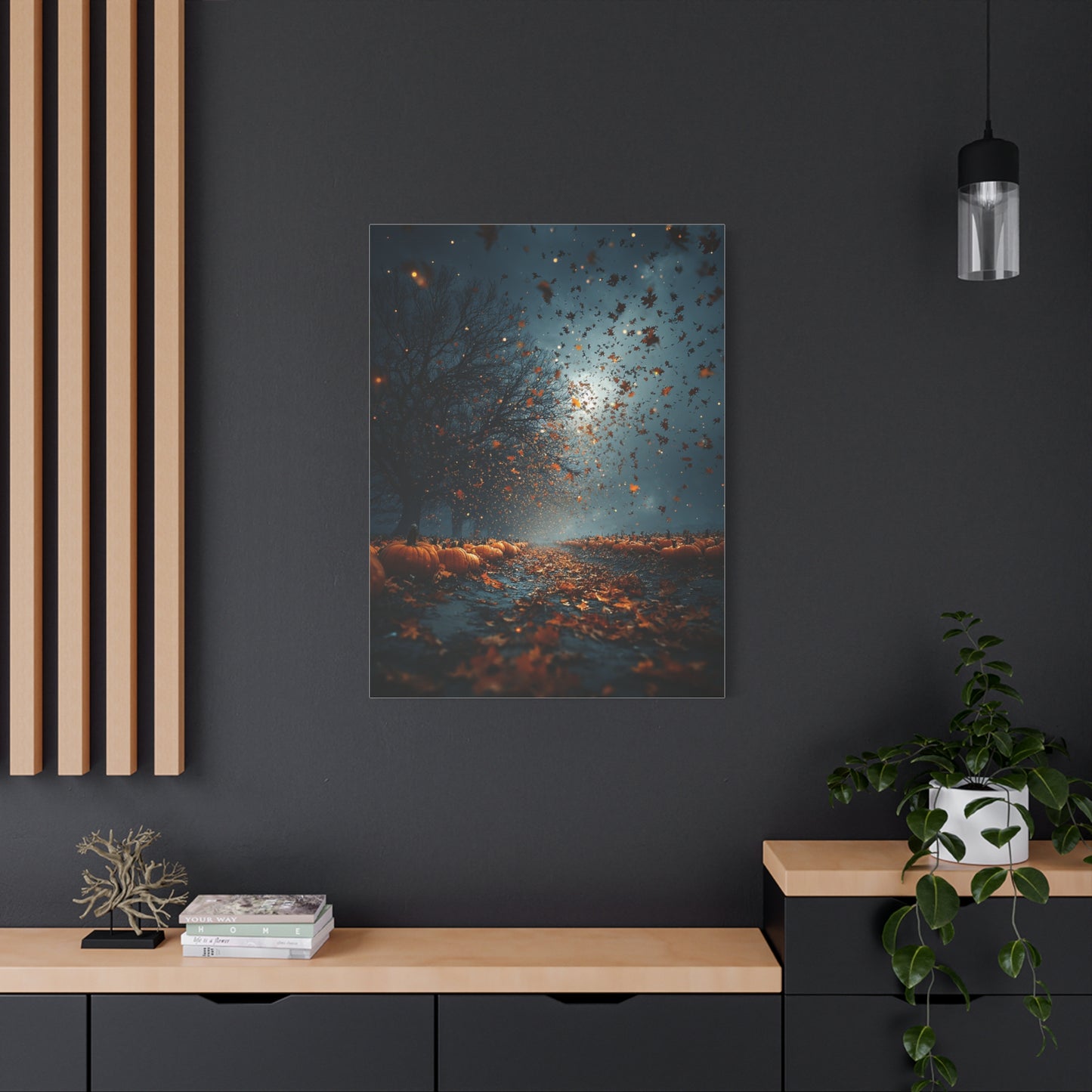 Autumn Leaf Storm Pumpkin Field Wall Art & Canvas Print