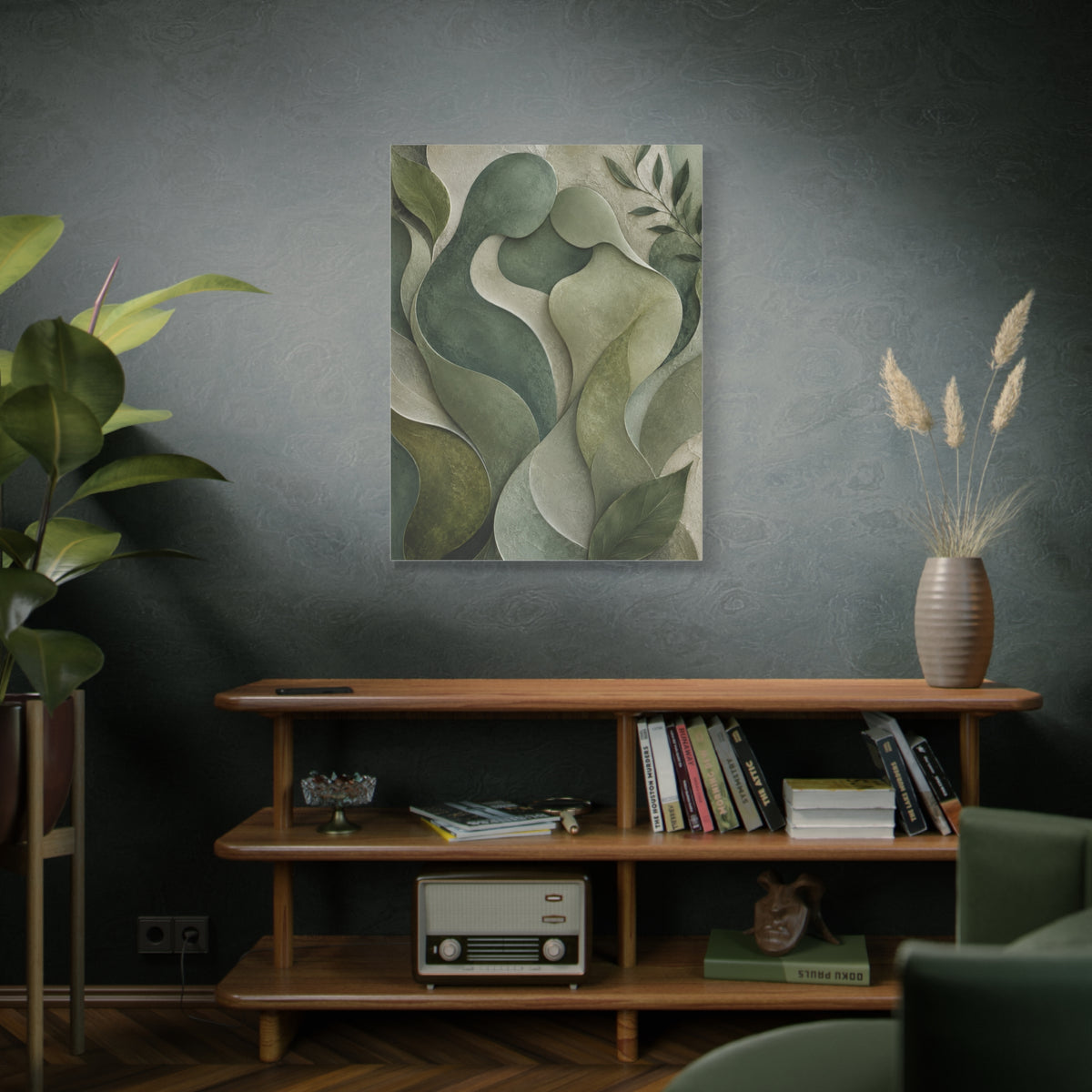Biophilic Jade Embrace Abstract Wall Art & Canvas Print