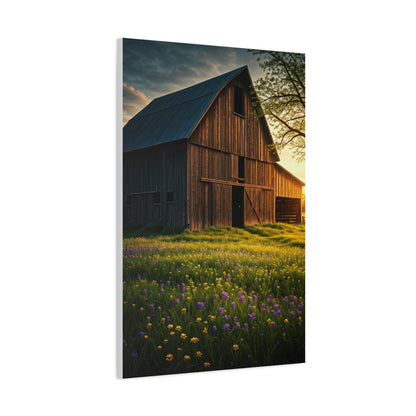 Wildflower Meadow Barn at Sunrise Wall Art & Canvas Prints
