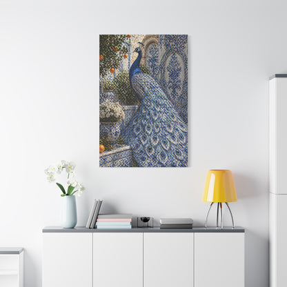 Mediterranean Ceramic Garden Peacock Wall Art & Canvas Print