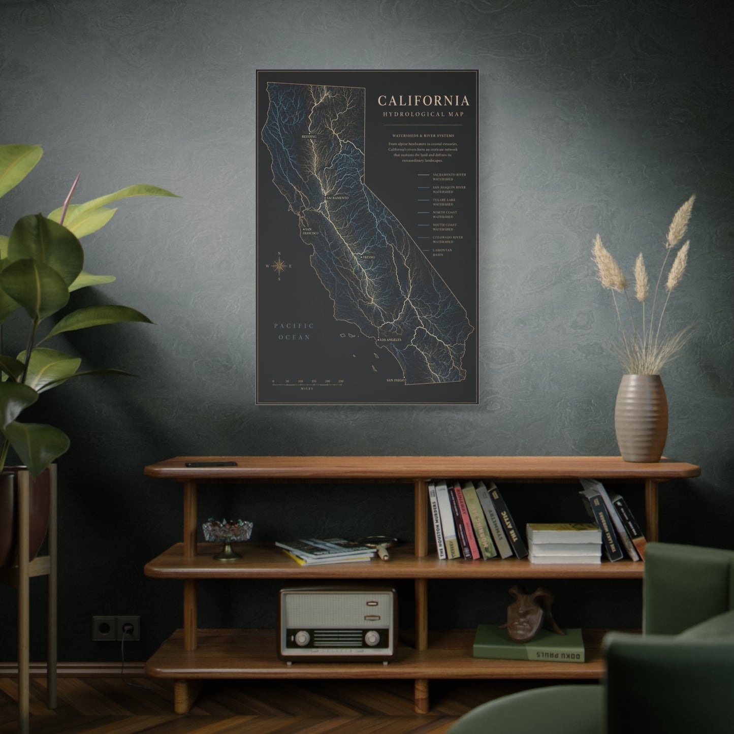 California Hydrological Map Wall Art & Canvas Print