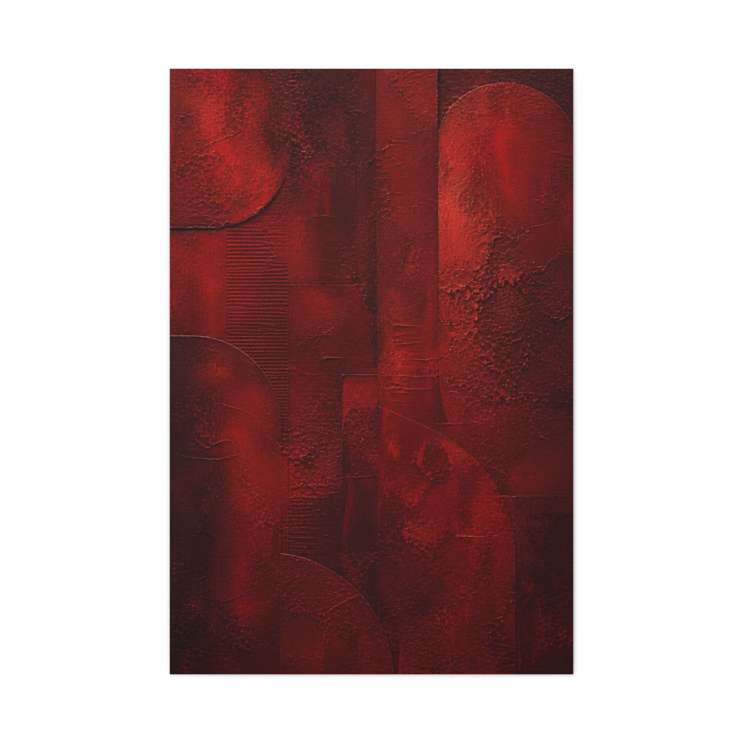 Sculptural Red Plaster Geometry Wall Art & Canvas Print