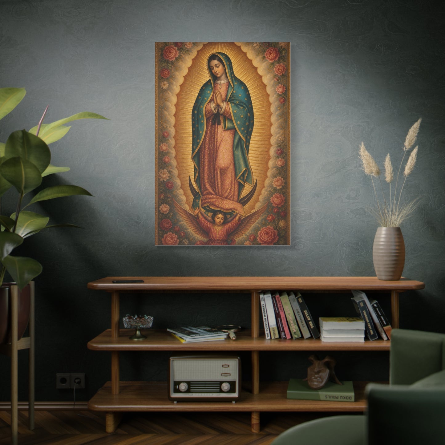 Our Lady of Guadalupe Floral Sacred Icon Wall Art & Canvas Print