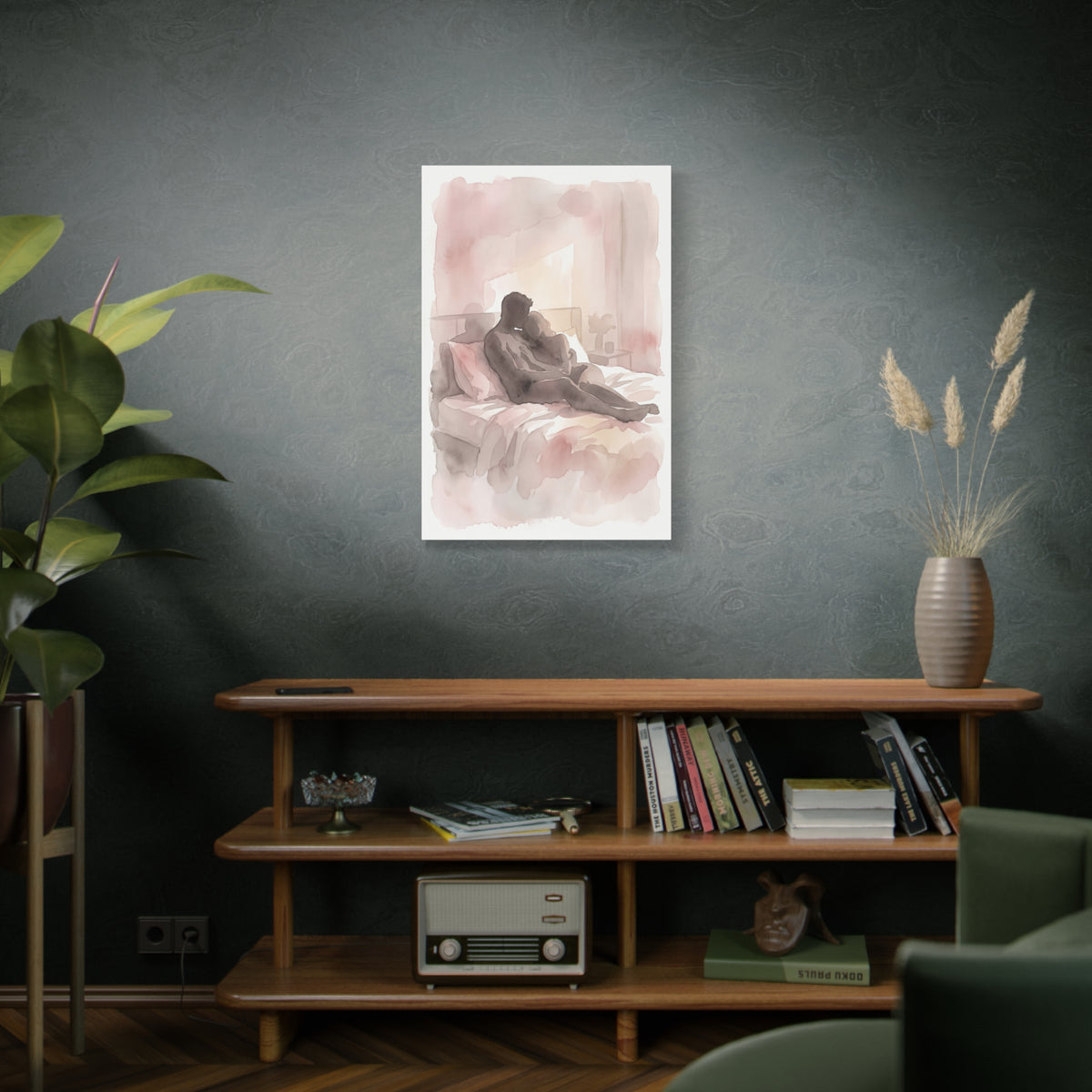 Abstract Bedroom Silhouette Romance Wall Art & Canvas Print