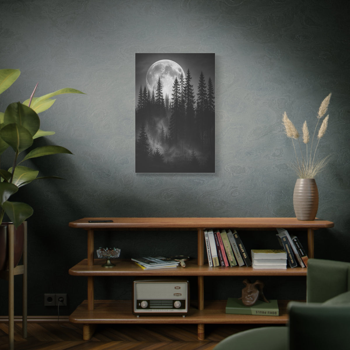 Moonlit Pine Forest Mystical Night Trees Wall Art & Canvas Print