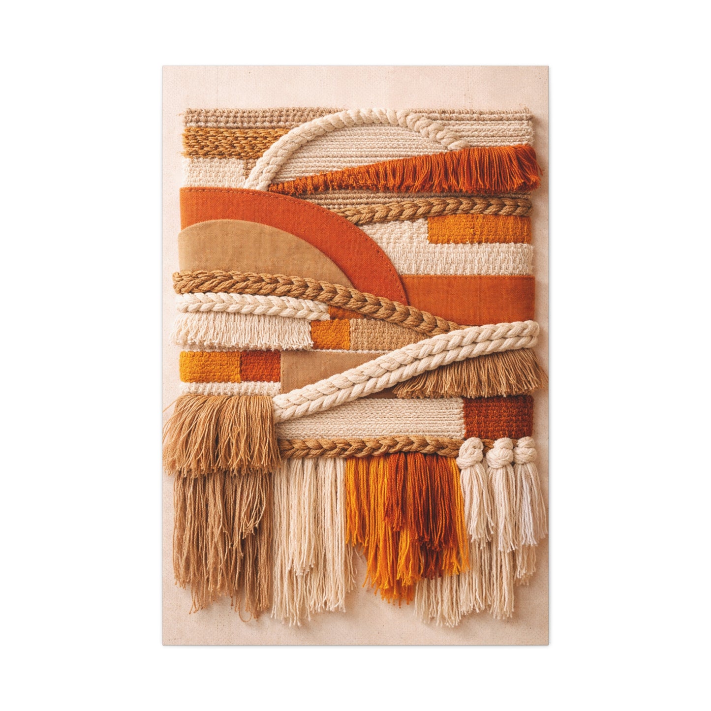 Boho Textile Orange Fiber Composition Wall Art & Canvas Print