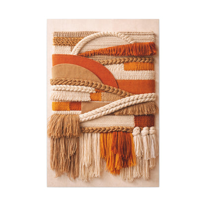 Boho Textile Orange Fiber Composition Wall Art & Canvas Print