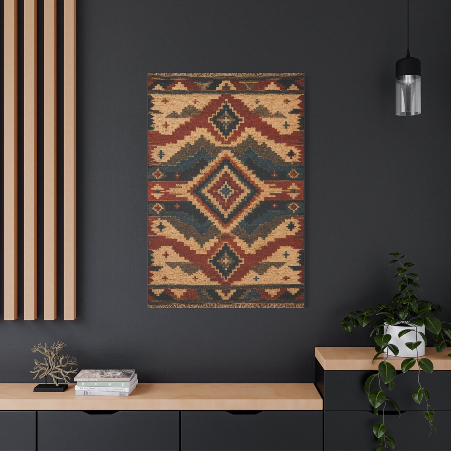 Navajo Inspired Geometric Textile Southwest Wall Art & Canvas Print