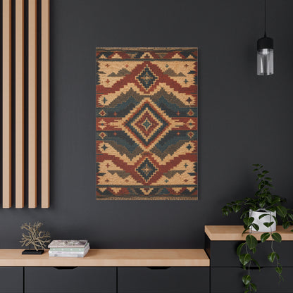 Navajo Inspired Geometric Textile Southwest Wall Art & Canvas Print