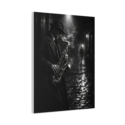 Noir Jazz Saxophone Alley Wall Art & Canvas Print