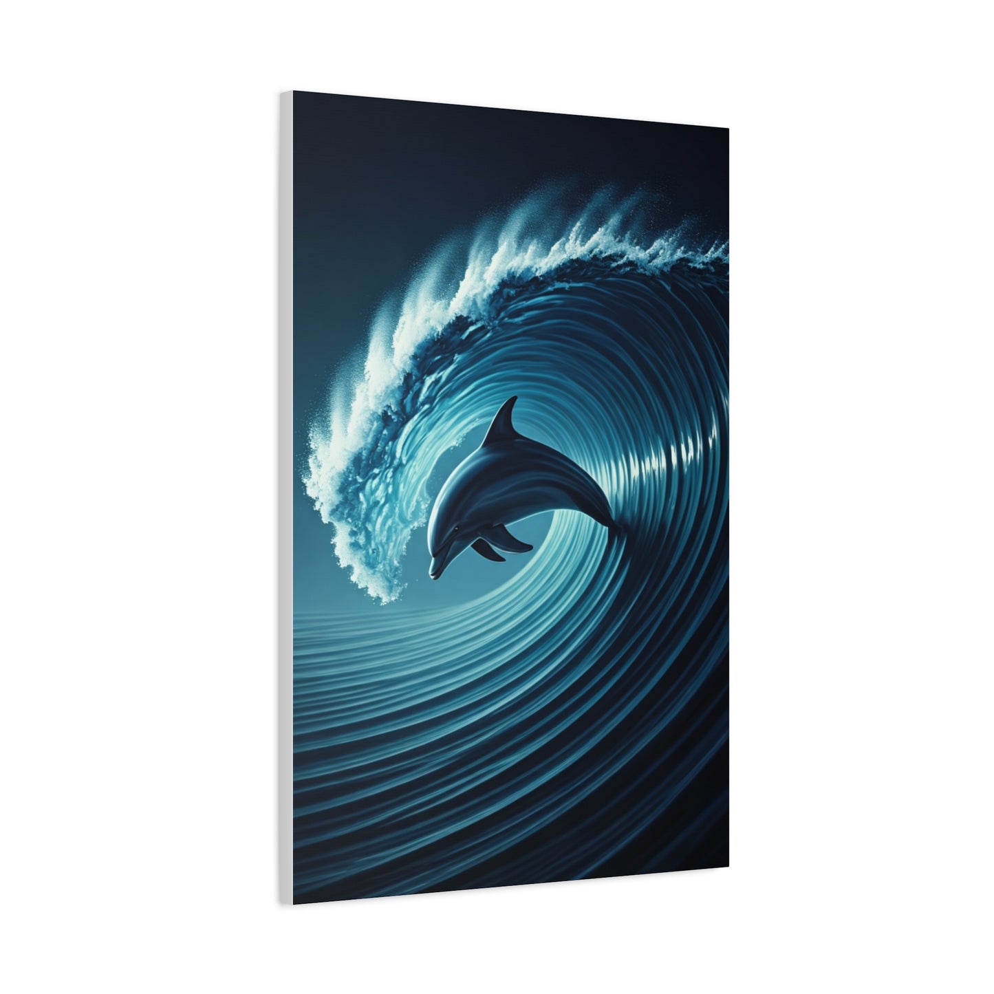 Dolphin Within Ocean Wave Motion Wall Art & Canvas Prints