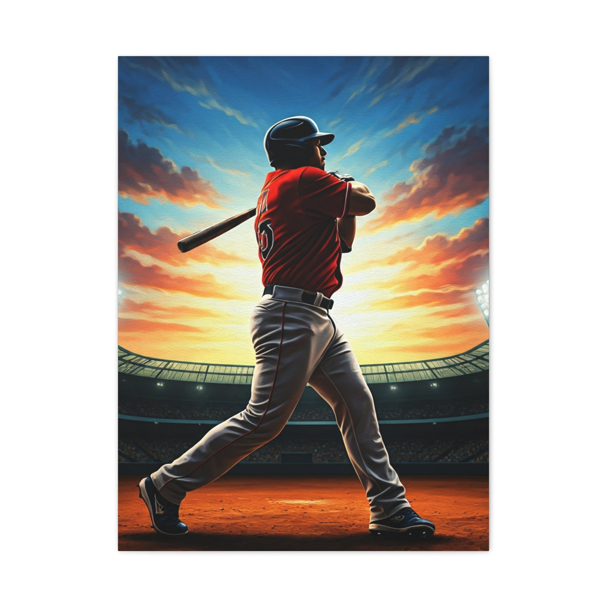 Batter Victory Sunset Stadium Swing Wall Art & Canvas Prints