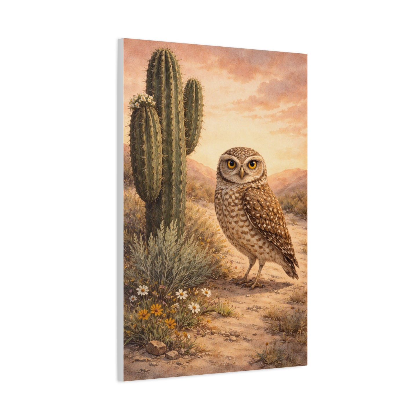 Desert Burrowing Owl Landscape Wall Art & Canvas Print