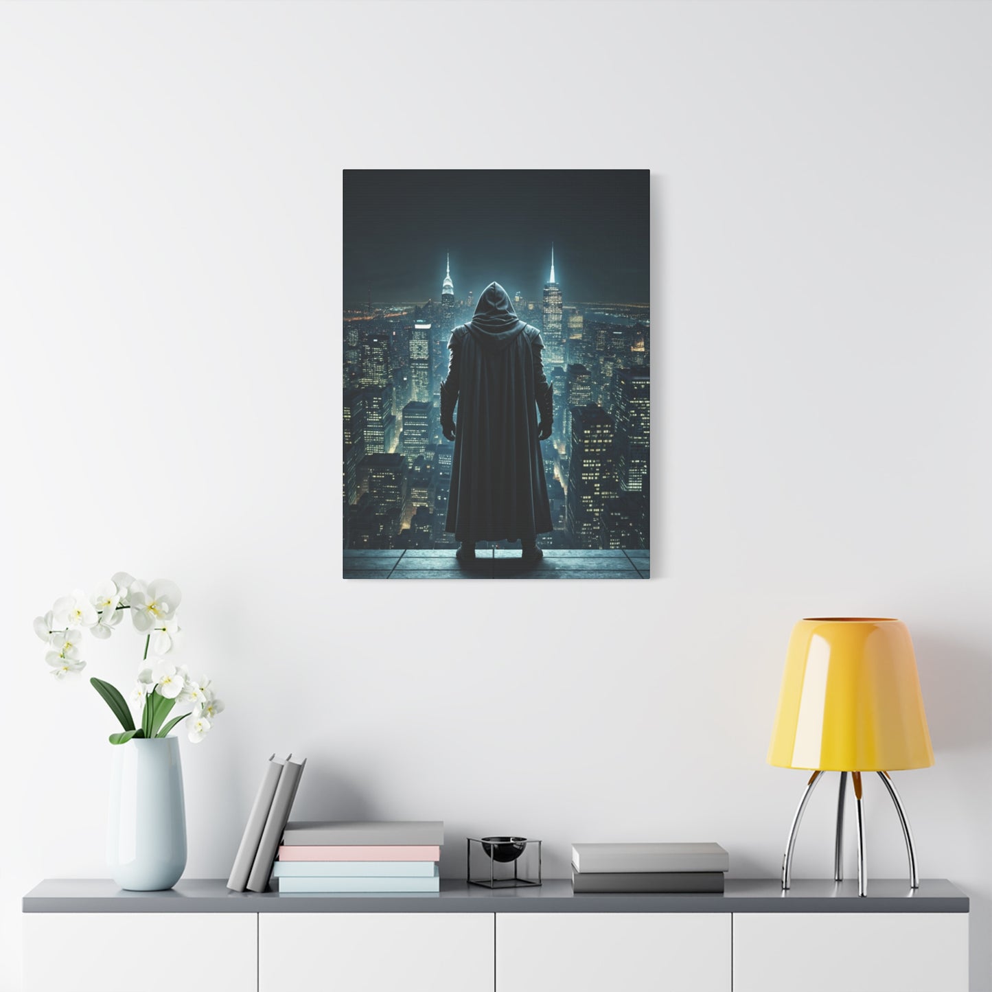 Watcher of the Neon City Wall Art & Canvas Prints