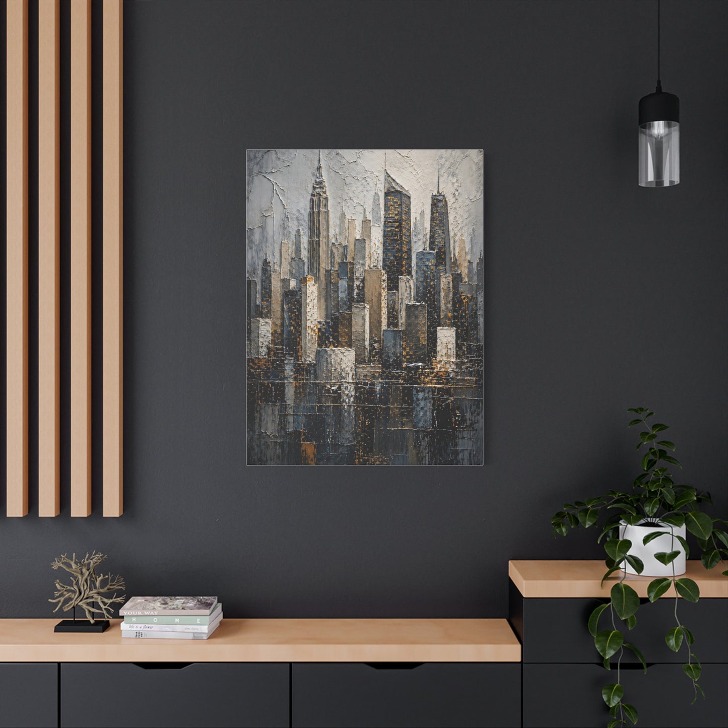 Textured City Skyline Impasto Wall Art & Canvas Print