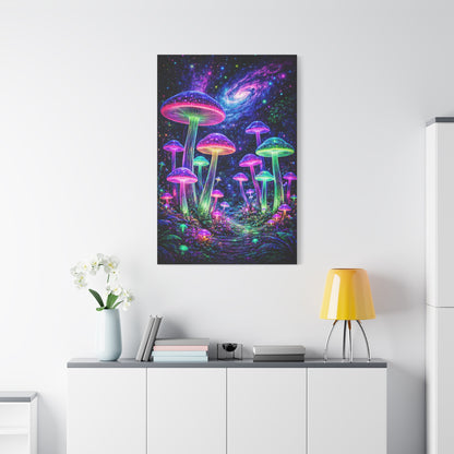 Glowing Giant Mushrooms in Midnight Forest Wall Art & Canvas Print