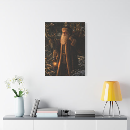 Woodland Lantern Santa Wall Art & Canvas Print