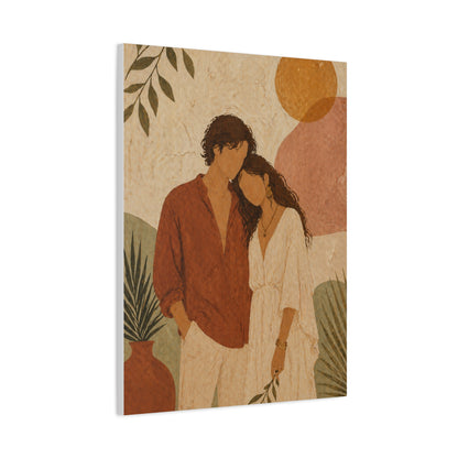 Bohemian Faceless Couple Portrait Wall Art & Canvas Print