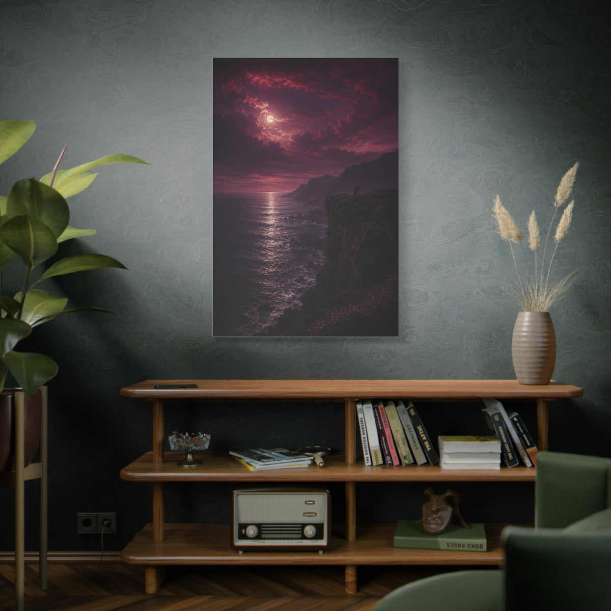 Moonlit Cliffside Love Landscape Wall Art & Canvas Print