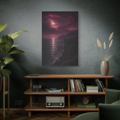 Moonlit Cliffside Love Landscape Wall Art & Canvas Print