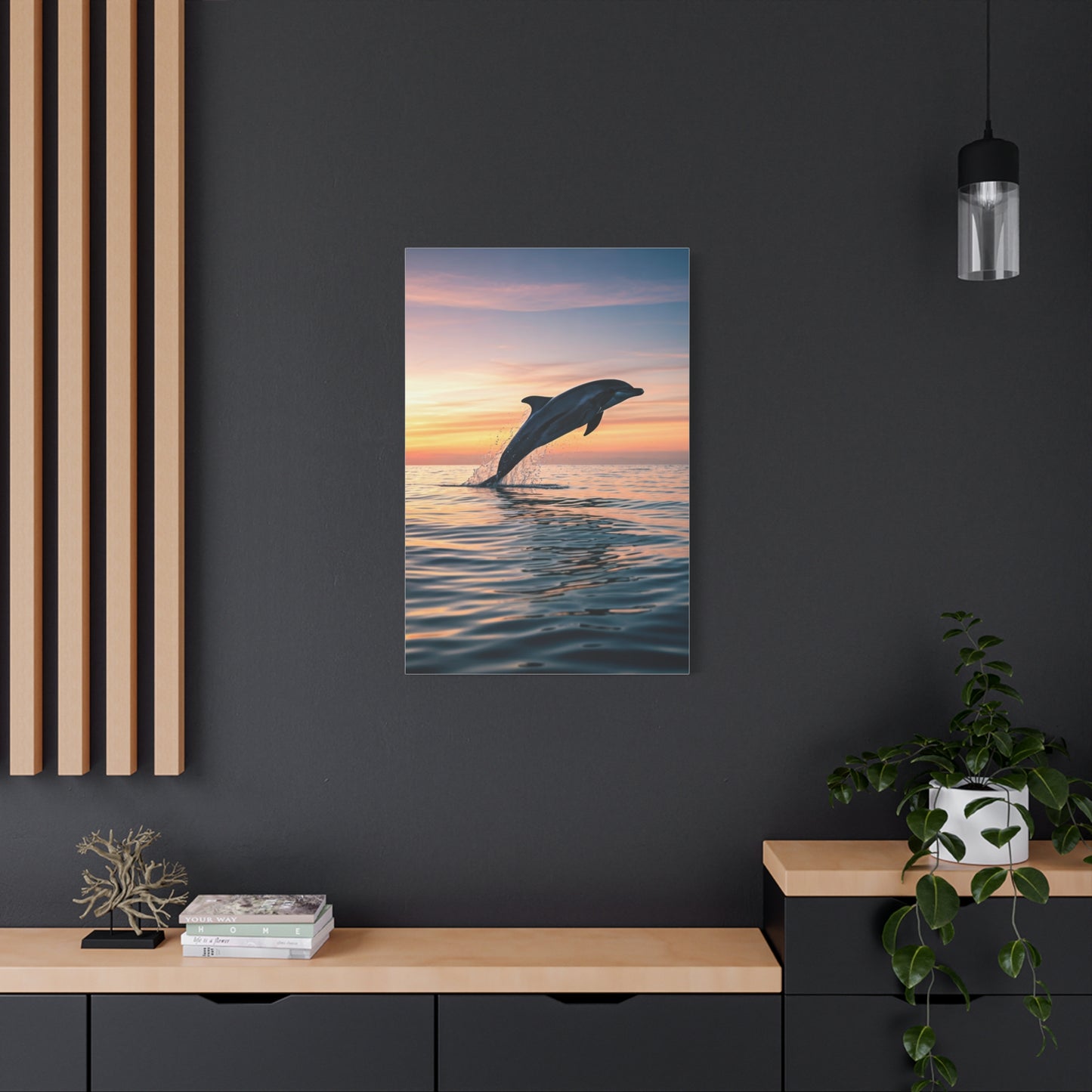 Dolphin at Sunset wall art & canvas prints