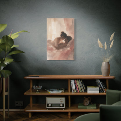Soft Watercolor Lovers Sunrise Embrace Wall Art & Canvas Print