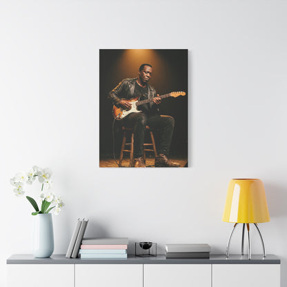 Blues Guitarist Intimate Spotlight Wall Art & Canvas Print