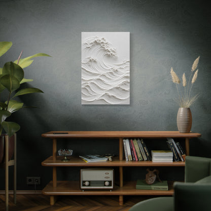 Minimal White Sculptural Wave Texture Wall Art & Canvas Print