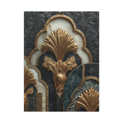 Art Deco Gold Architectural Relief Wall Art & Canvas Print